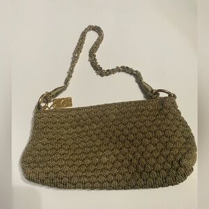 Lina Olive Green Woven Shoulder Bag